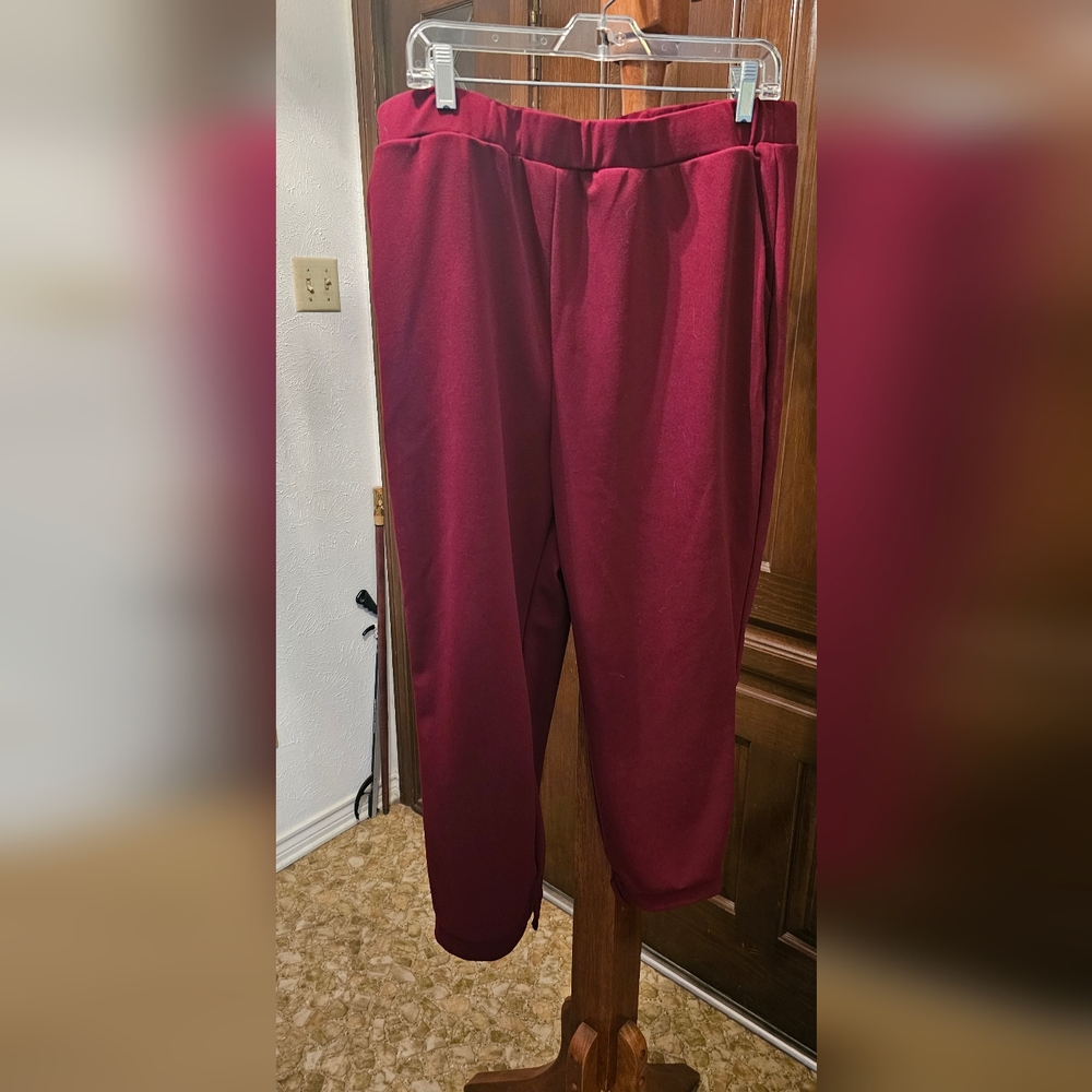 SHEIN Curve 3XL Wine Red Pull-On Pants